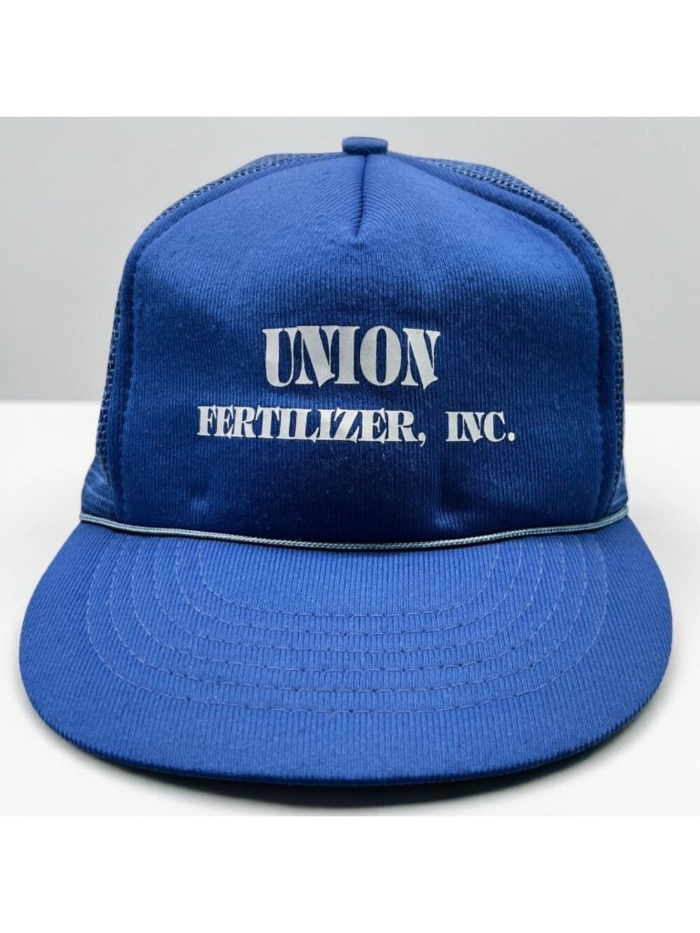 Union Fertilizer Snapback Trucker Hat Blue Mesh Baseball Cap Vintage Capital